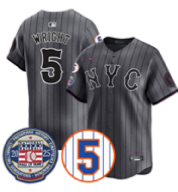 Men 2025 New York Mets #5 Wright Grey Game Nike MLB Jersey style 013